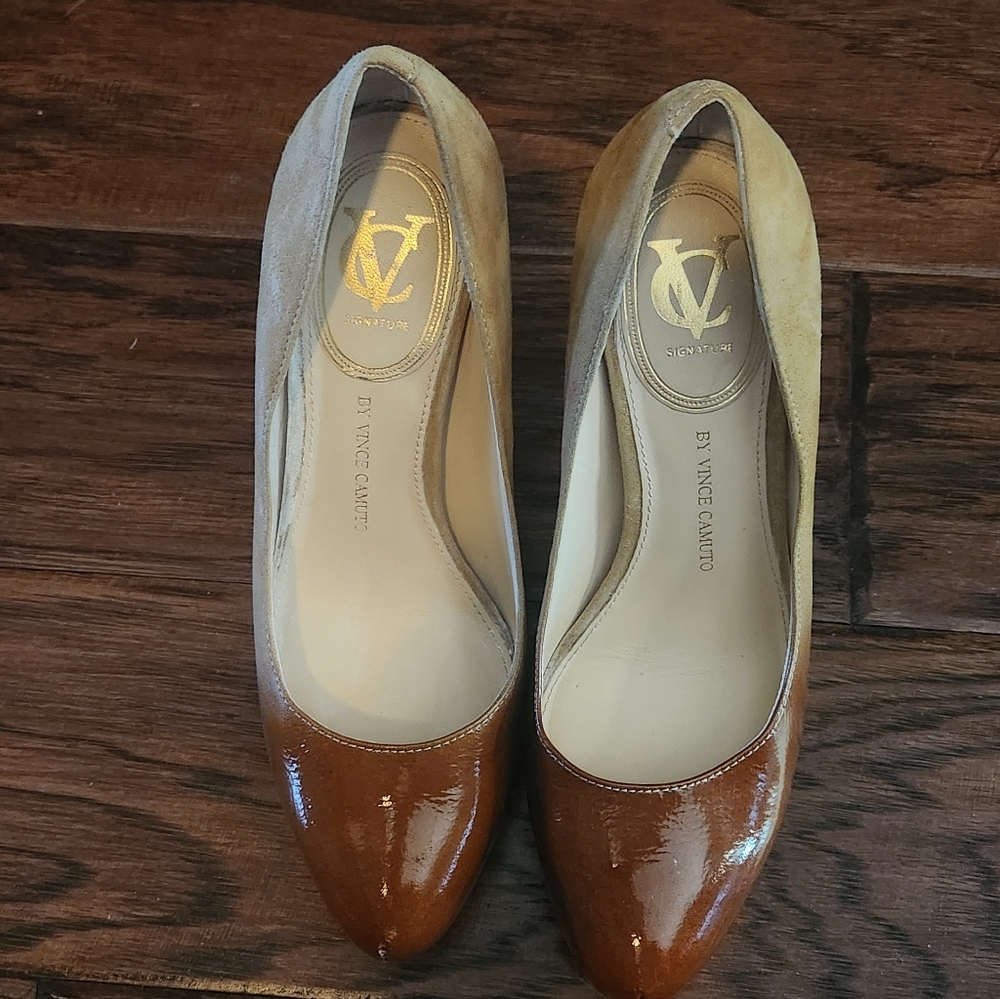 Vince Camuto Brown and Tan Heels